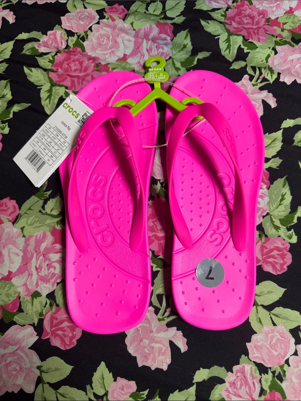 NEW CROCS Neon Pink Women's Flip Flops